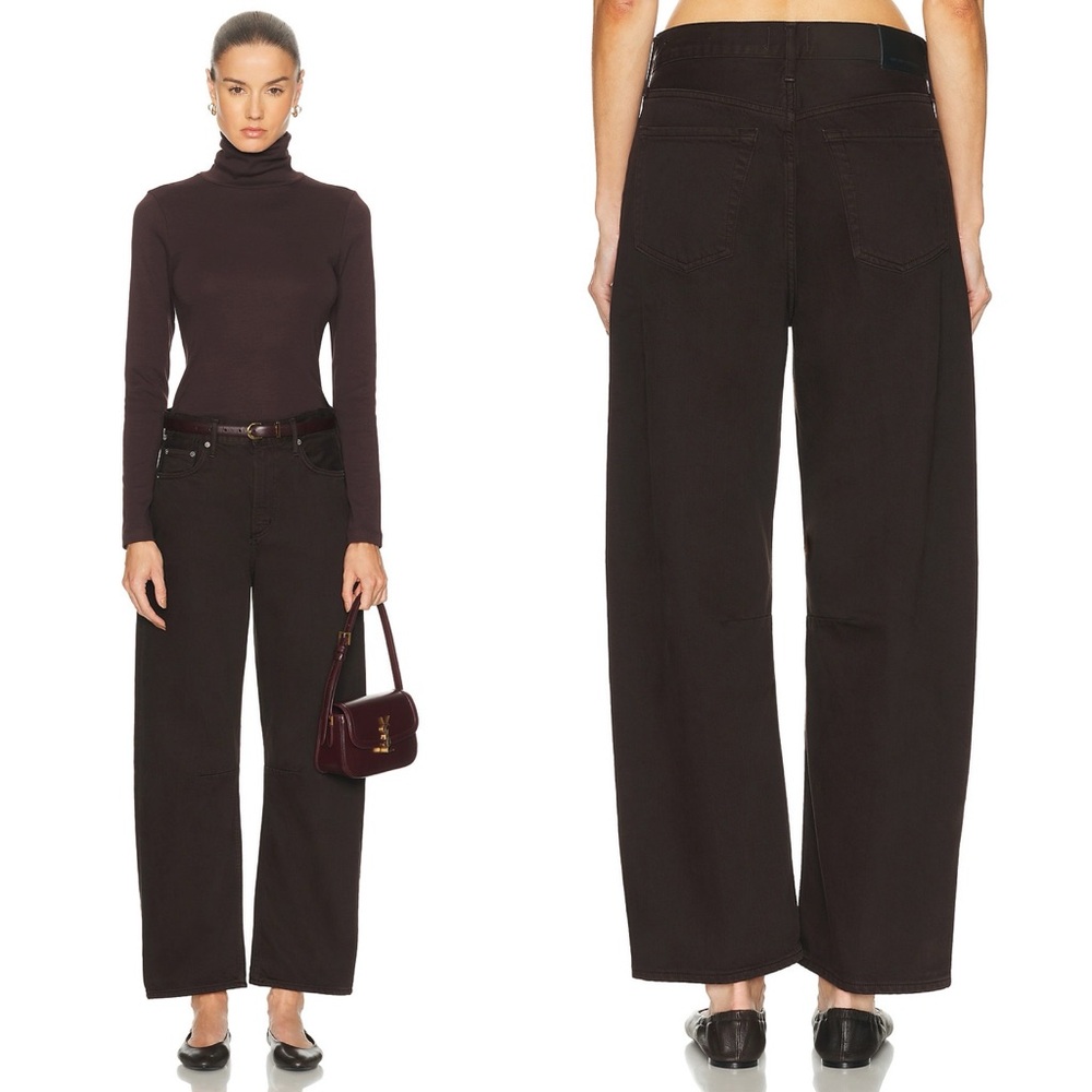 Citizens of Humanity Miro Relaxed Barrel Leg Jeans Carob Brown High Rise Size 24